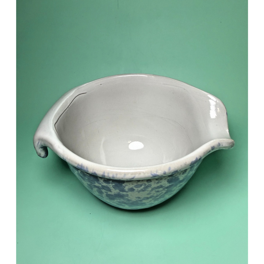Bennington Potters Mixing Batter Bowl 1880 Pour Spout VT Morning Glory Blue READ - Picture 3 of 11